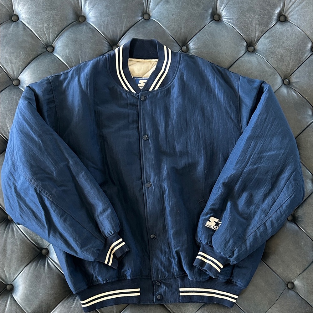 STARTER Men's Navy Blue Bomber Jacket-Vintage